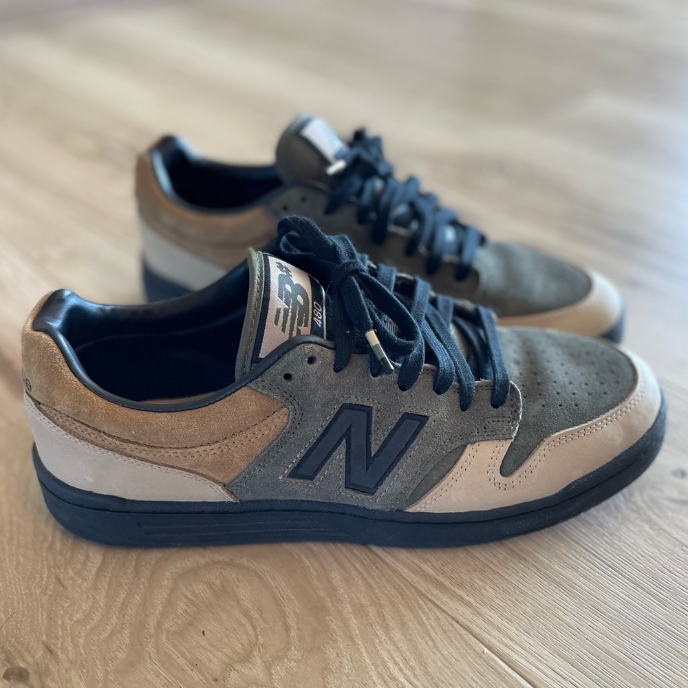 New Balance Men's 480 Beige and Black Sneakers